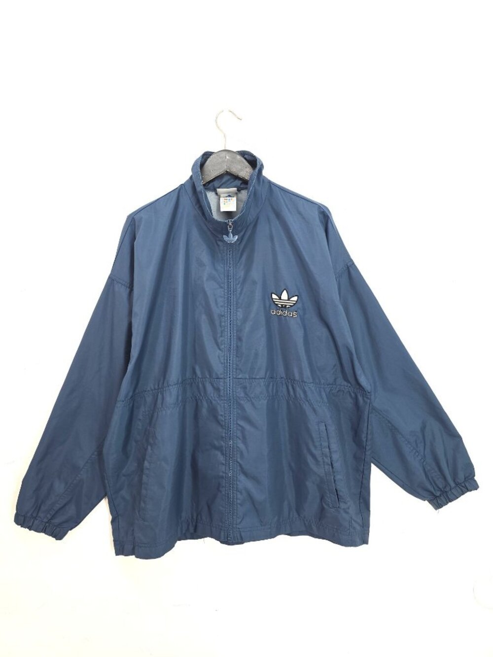 VTG Y2K Adidas Original Jacket Grey Blue Nylon Track Full Zip Embroidered Men M